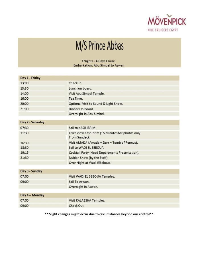 Moevenpick Prince Abbas Lake Nasser Cruise, Every Monday Four Nights From Aswan, Every Friday Three Nights From Abu-Simbel - Including Excursions And Sightseeing Ngoại thất bức ảnh